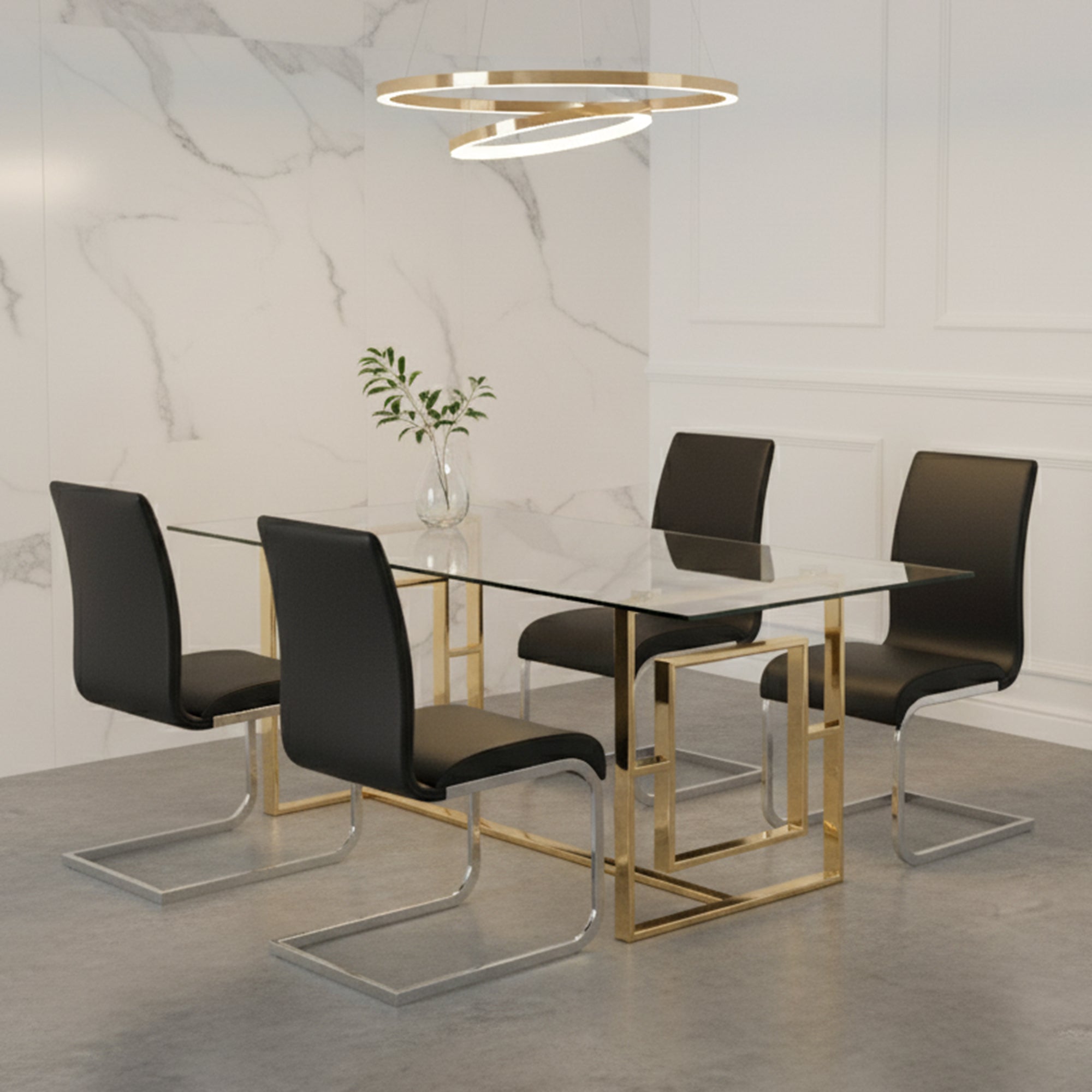 EROS - MAXIM-5PC DINING SET-GOLD/BLACK