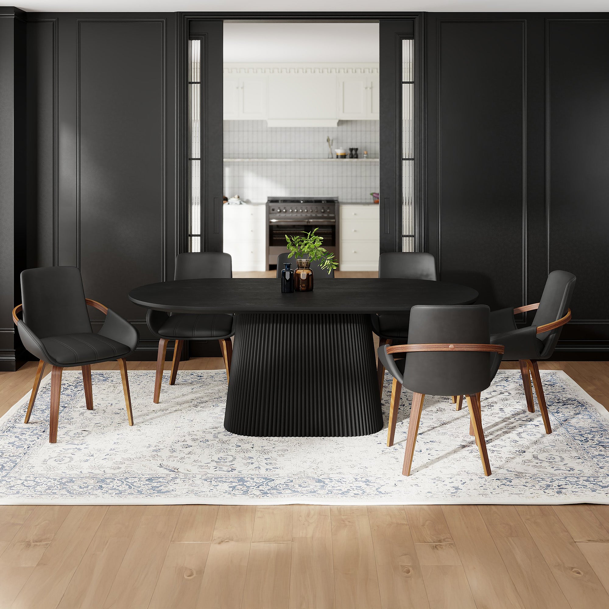 TOVAS OV BLK - CASPIAN BLK-7PC DINING SET