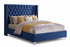TUS-2380 Bed, Blue, Velvet, Button Tufted Headboard, Chrome Feet, Nailhead Accents