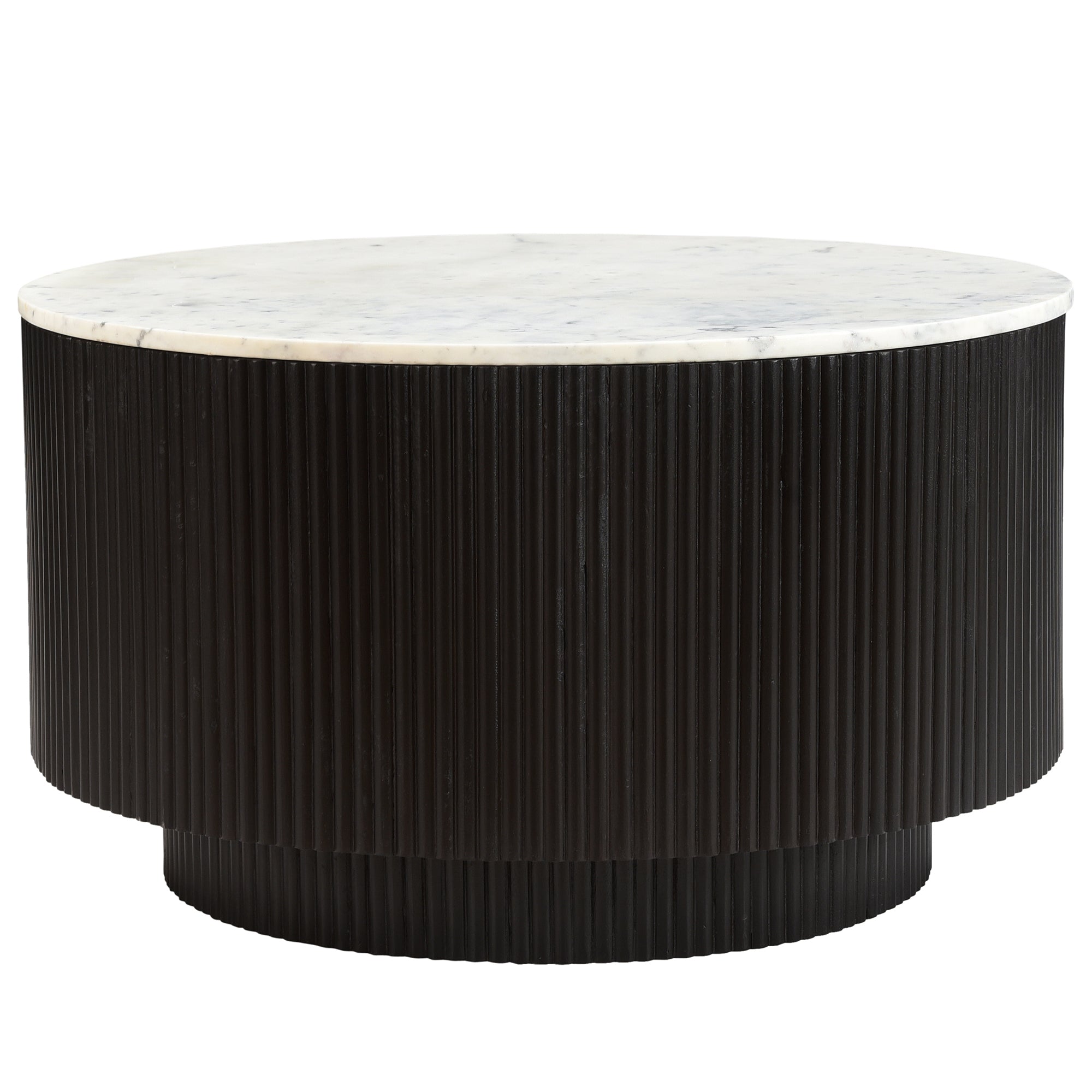 Reyna Round Coffee Table with Storage in Black and White, 31" Diameter