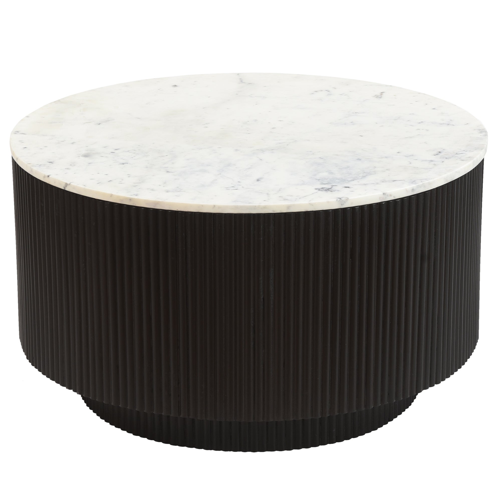 Reyna Round Coffee Table with Storage in Black and White, 31" Diameter