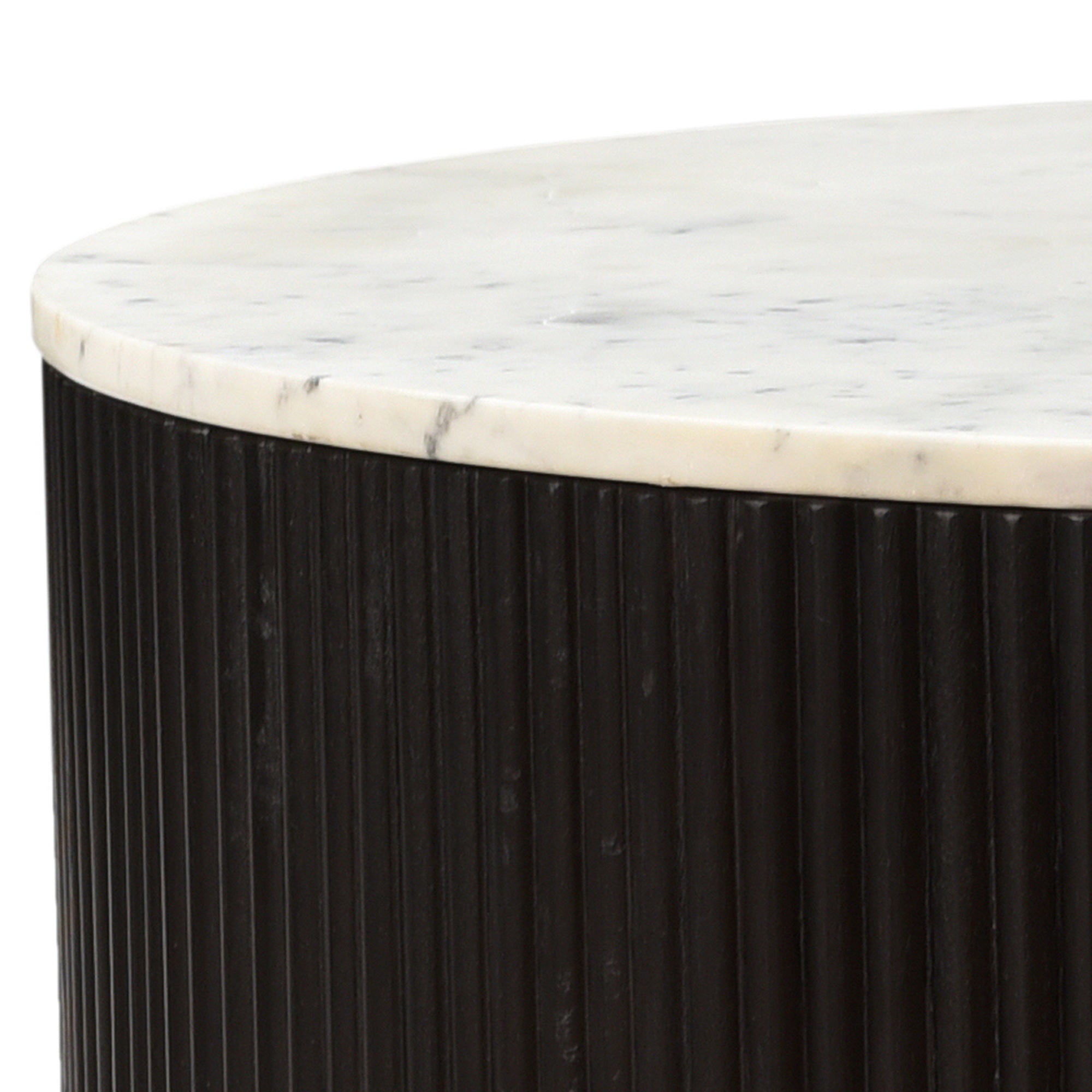 Reyna Round Coffee Table with Storage in Black and White, 31" Diameter