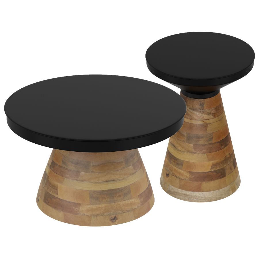 BODEN COFFEE TABLE SET IN BLACK WITH WALNUT - 2PC