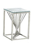 MZ-6872-02 Accent Table, Extra Modern, Glass Top, Chrome Base, Square