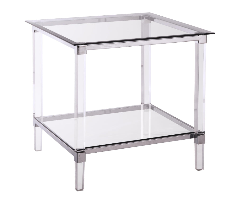 MZ-3656-04 Accent Table, Square, Transparent Acrylic Frame, Modern Design, Glass Top