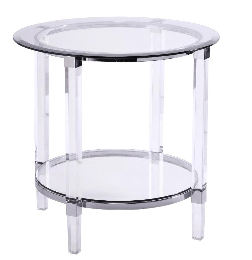 MZ-3656R-04 Accent Table, Round, Transparent Acrylic Frame, Modern Design, Glass Top