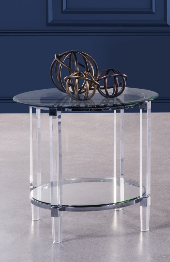 MZ-3656R-04 Accent Table, Round, Transparent Acrylic Frame, Modern Design, Glass Top