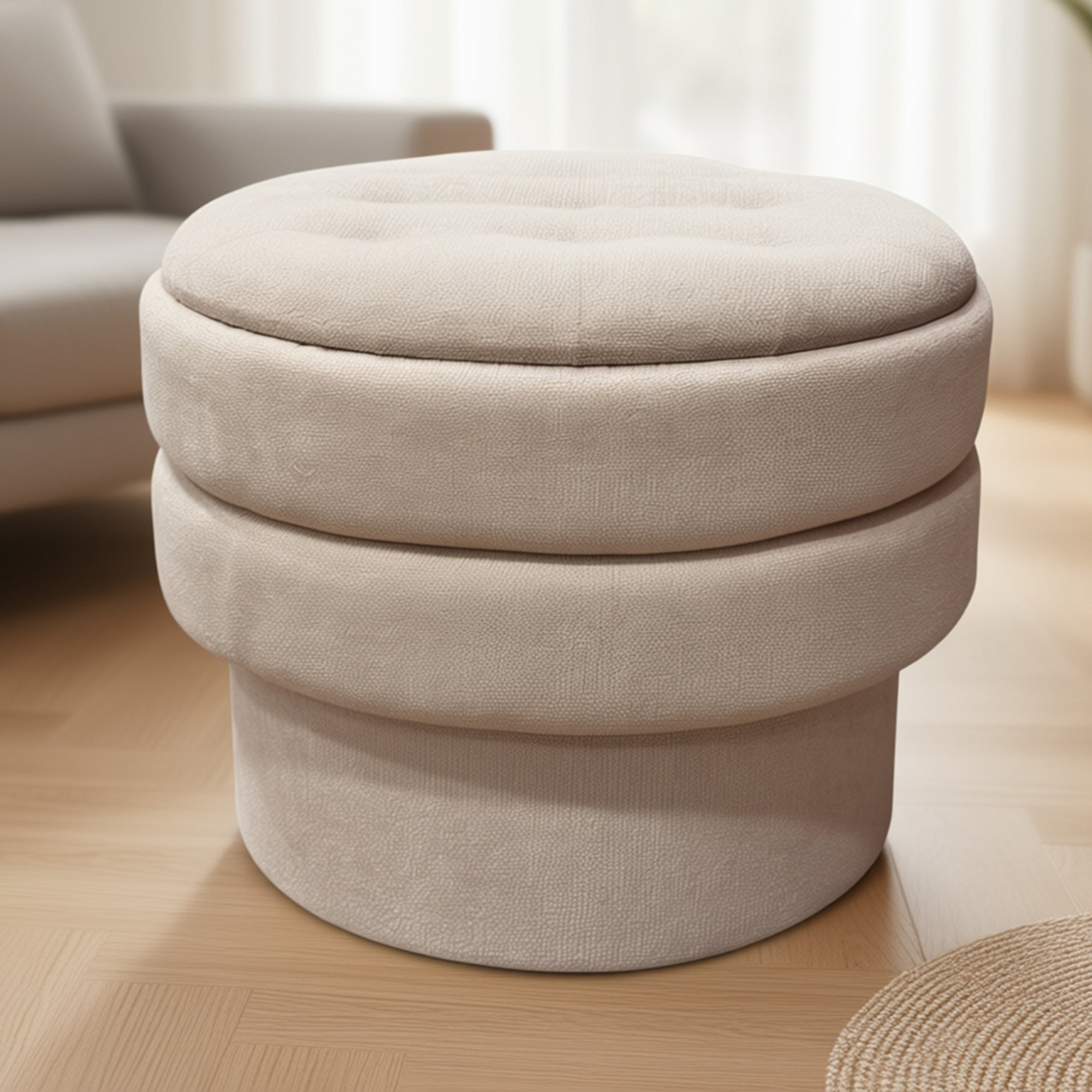 KEPLER-ROUND STORAGE OTTOMAN-OAT