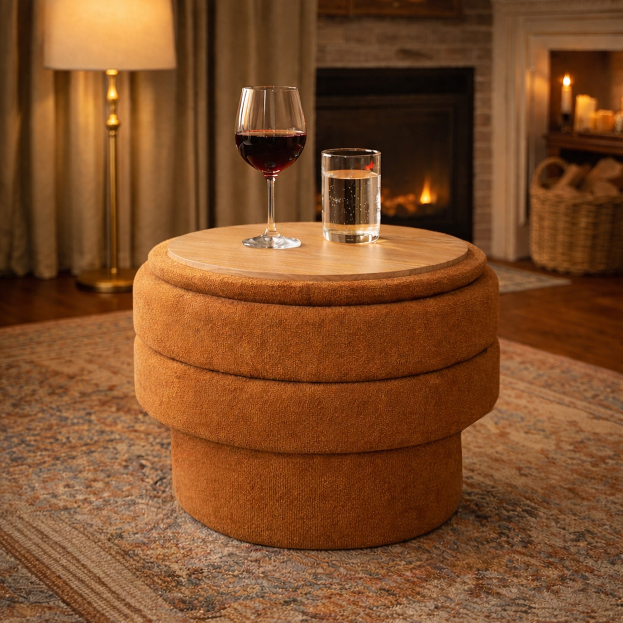 KEPLER-ROUND STORAGE OTTOMAN-RUST
