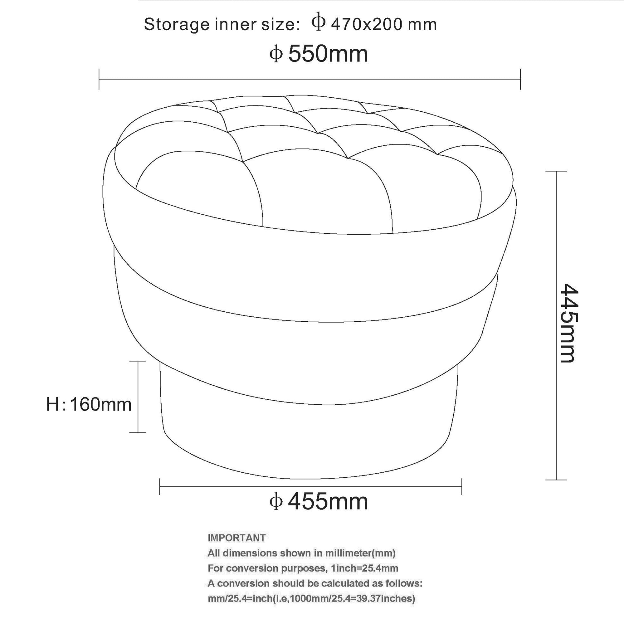 KEPLER-ROUND STORAGE OTTOMAN-RUST