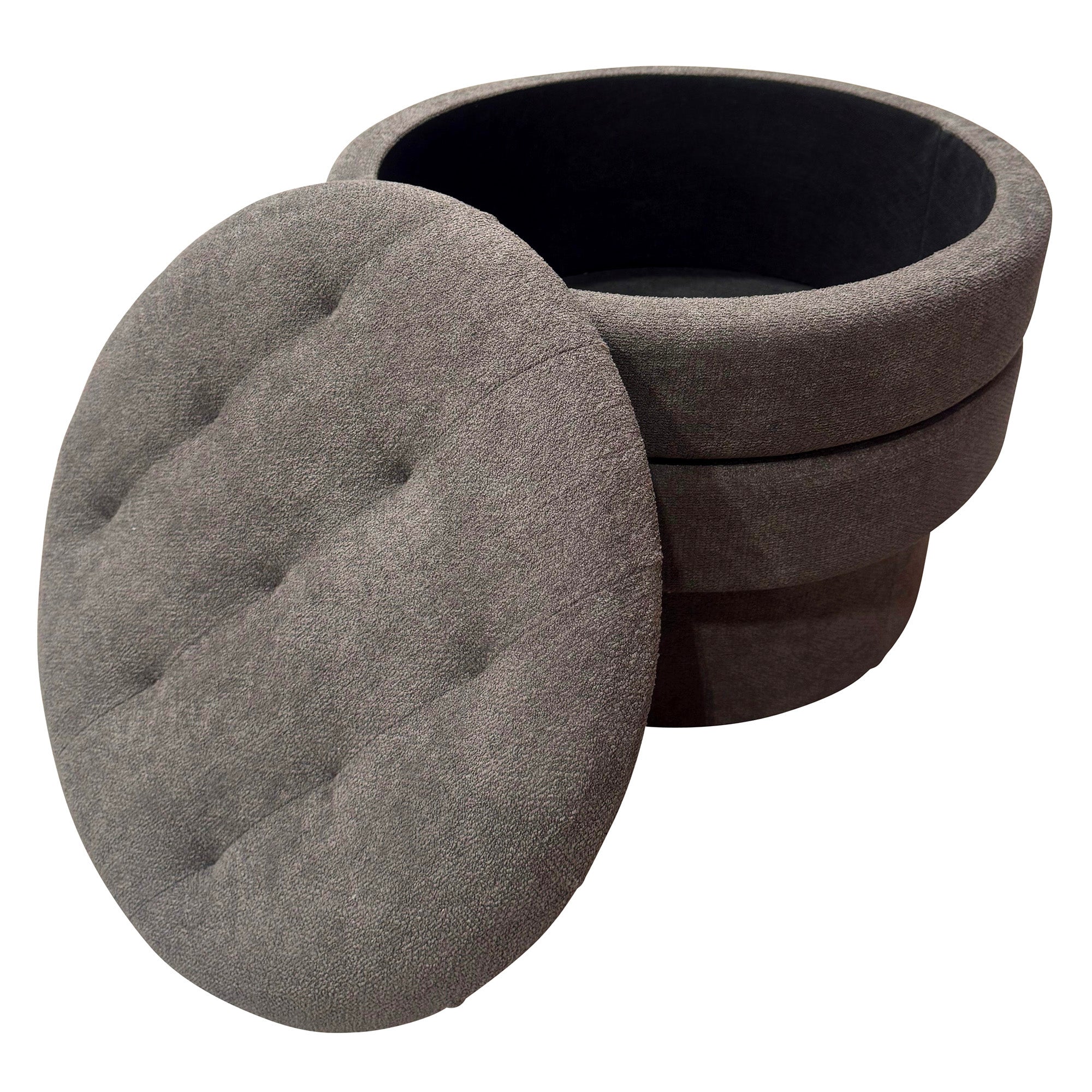 KEPLER-RND STORAGE OTTOMAN-WARM CHARCOAL