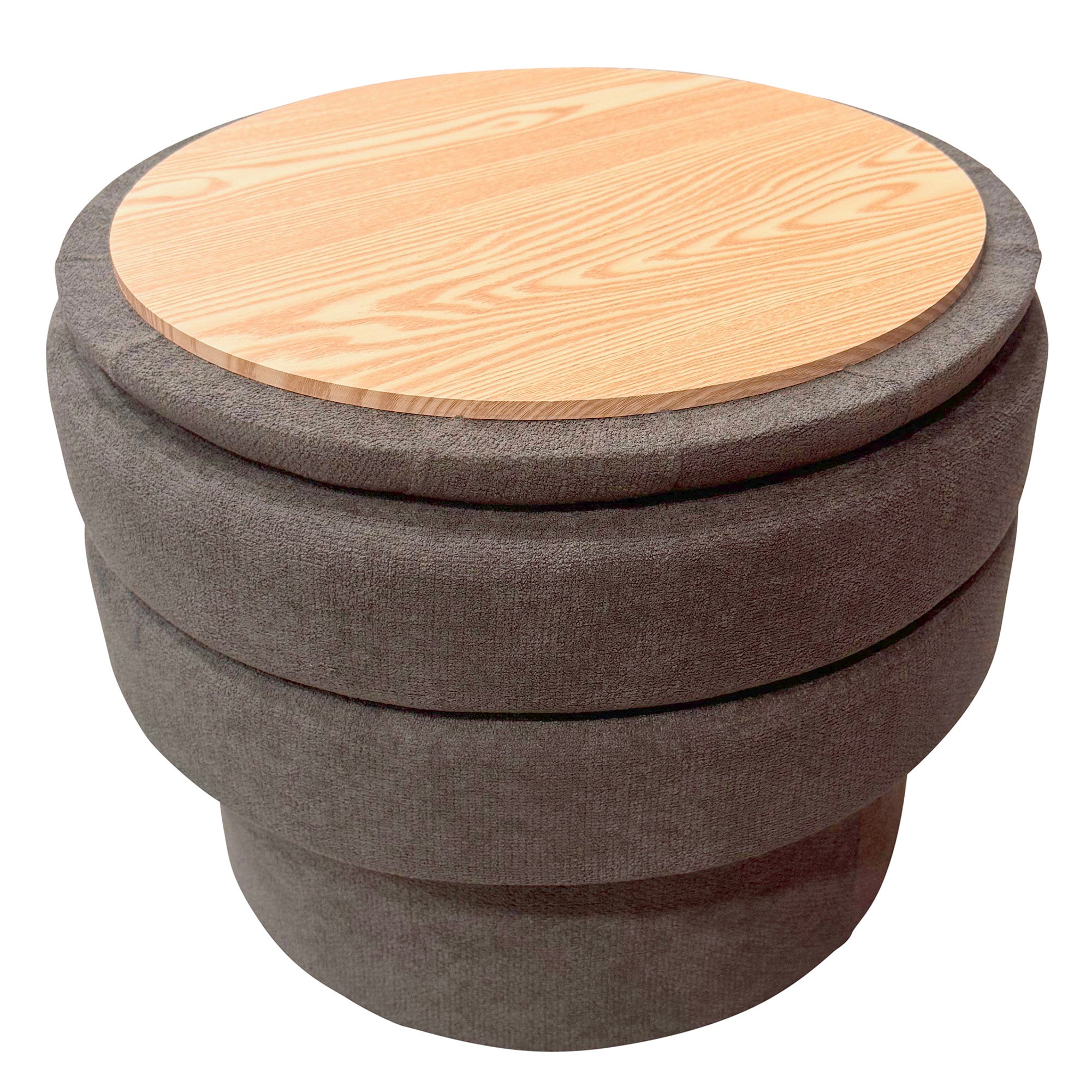 KEPLER-RND STORAGE OTTOMAN-WARM CHARCOAL
