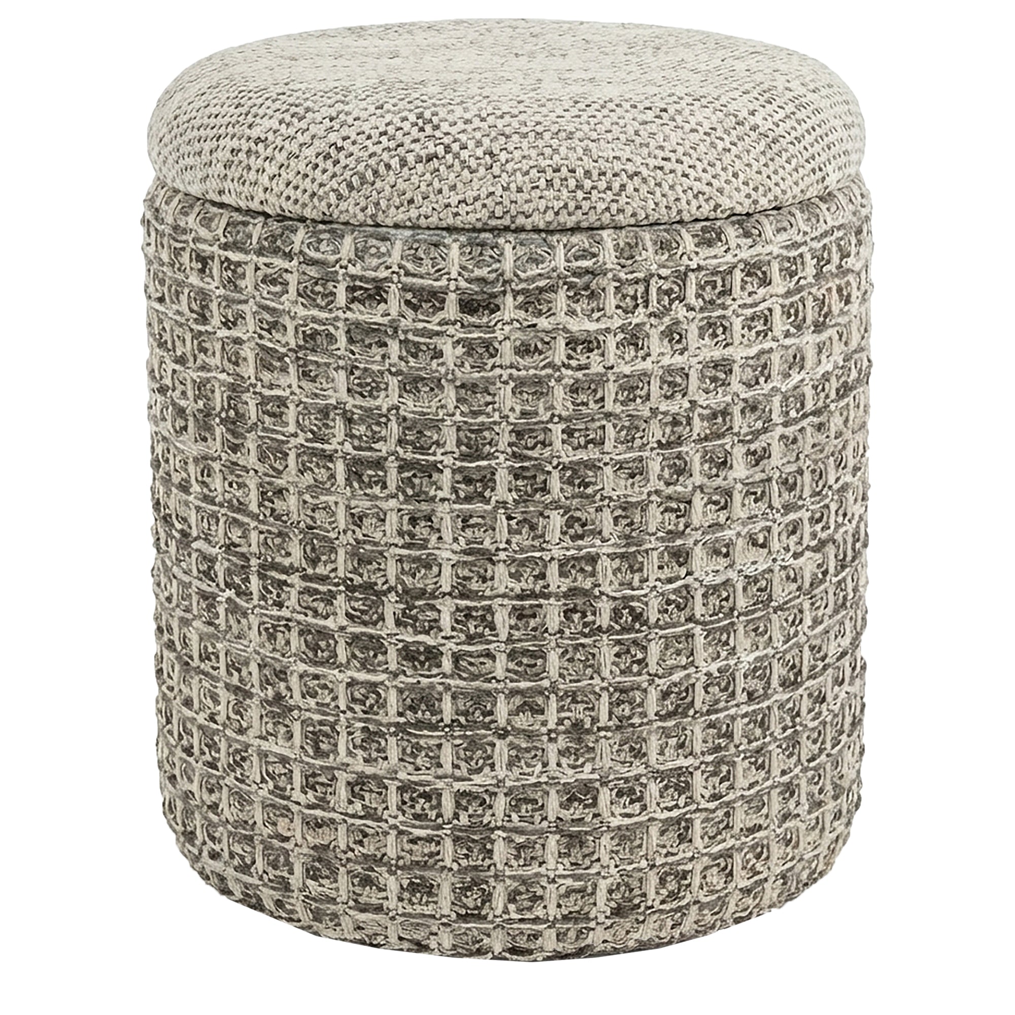 INDIGO-STORAGE OTTOMAN-BEIGE CHARCOAL