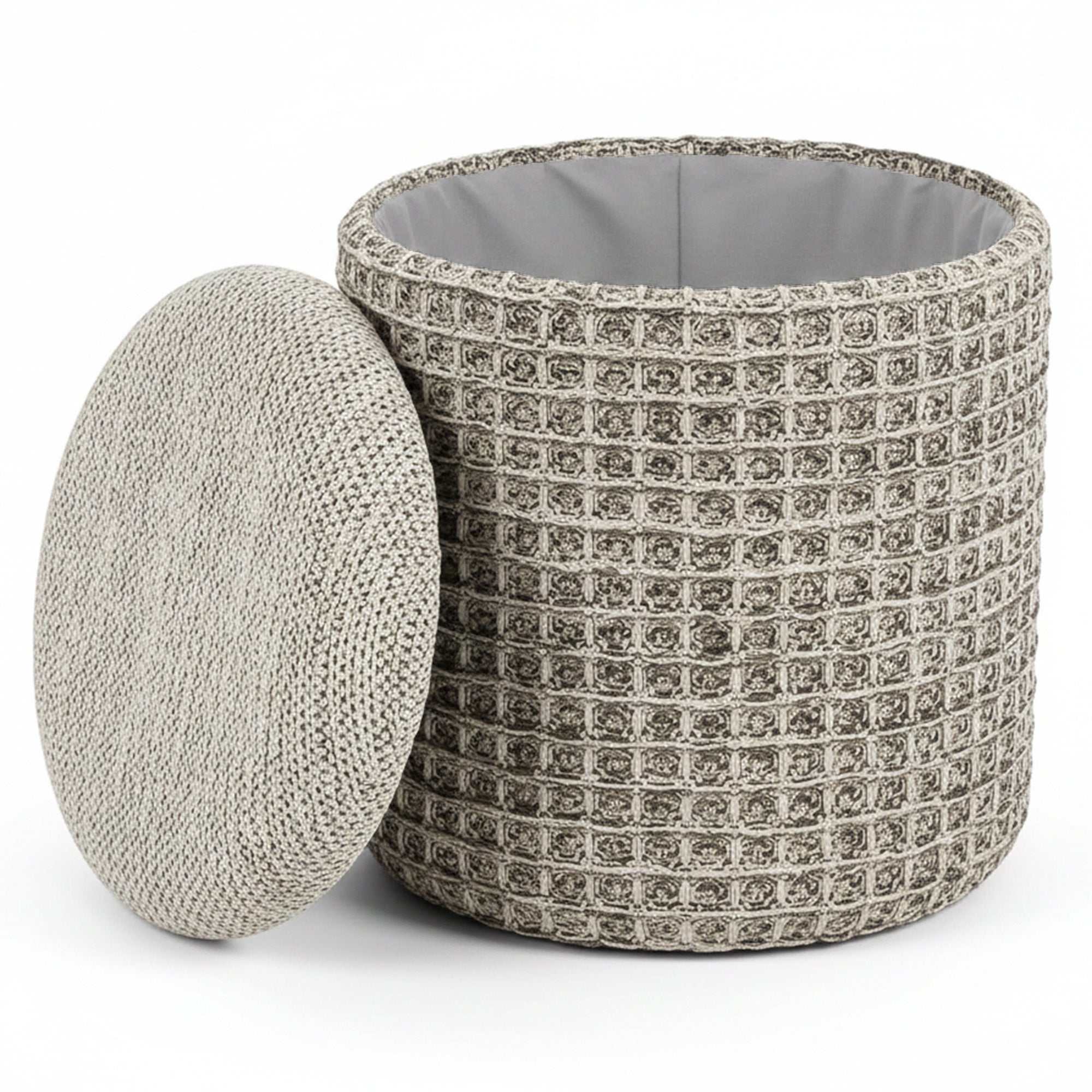 INDIGO-STORAGE OTTOMAN-BEIGE CHARCOAL