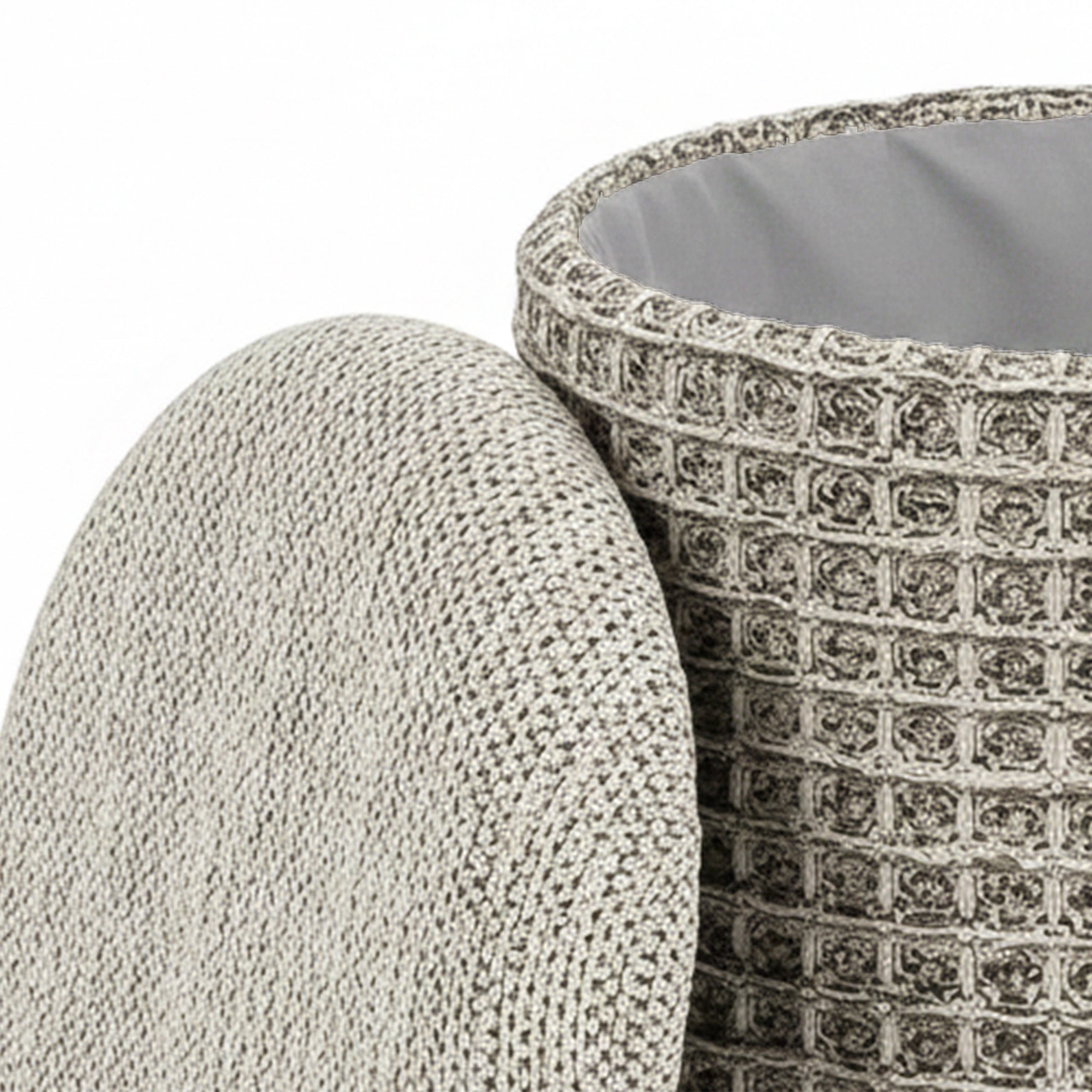 INDIGO-STORAGE OTTOMAN-BEIGE CHARCOAL