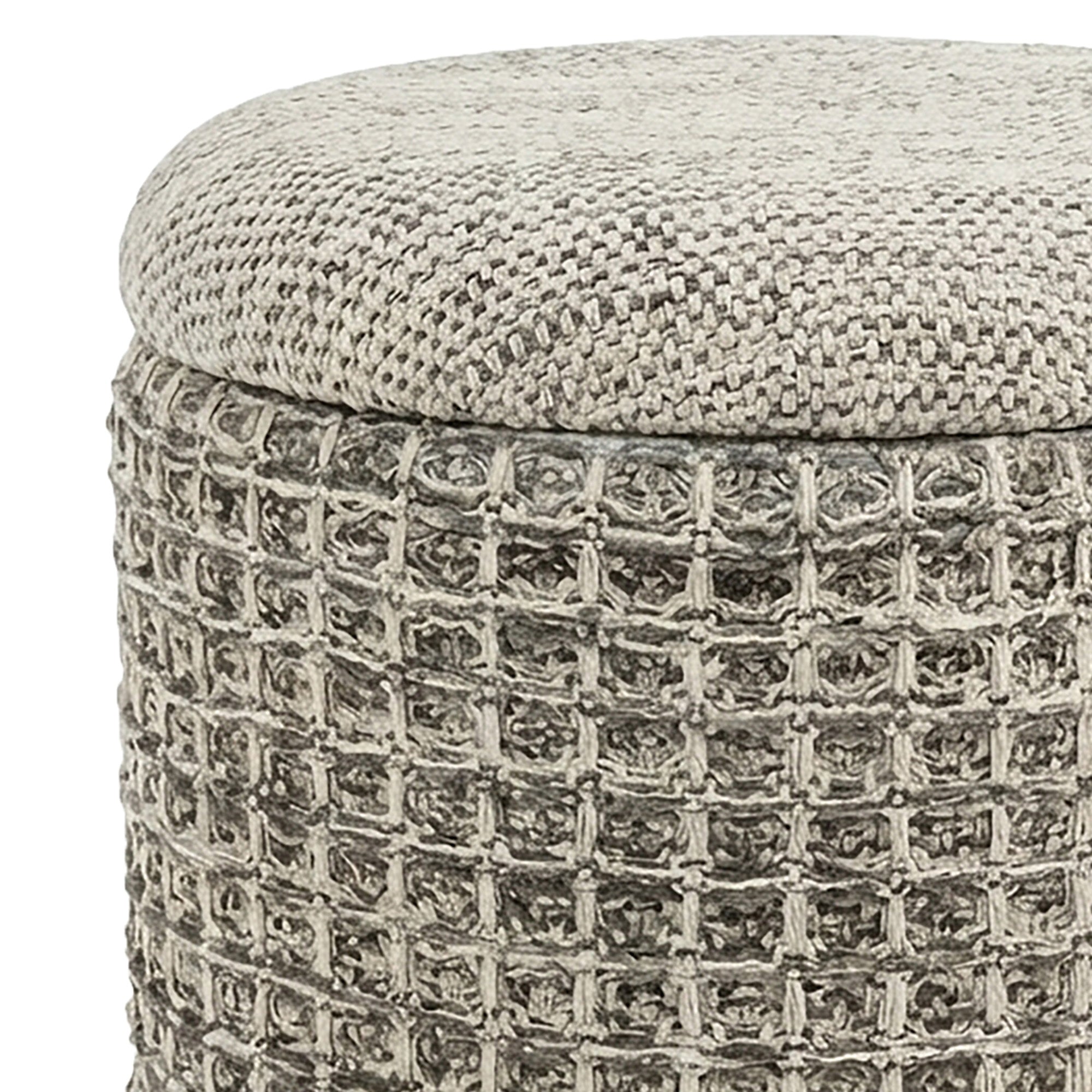 INDIGO-STORAGE OTTOMAN-BEIGE CHARCOAL