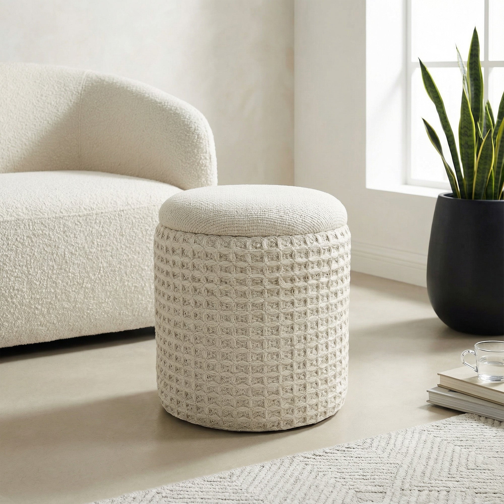 INDIGO-STORAGE OTTOMAN-IVORY