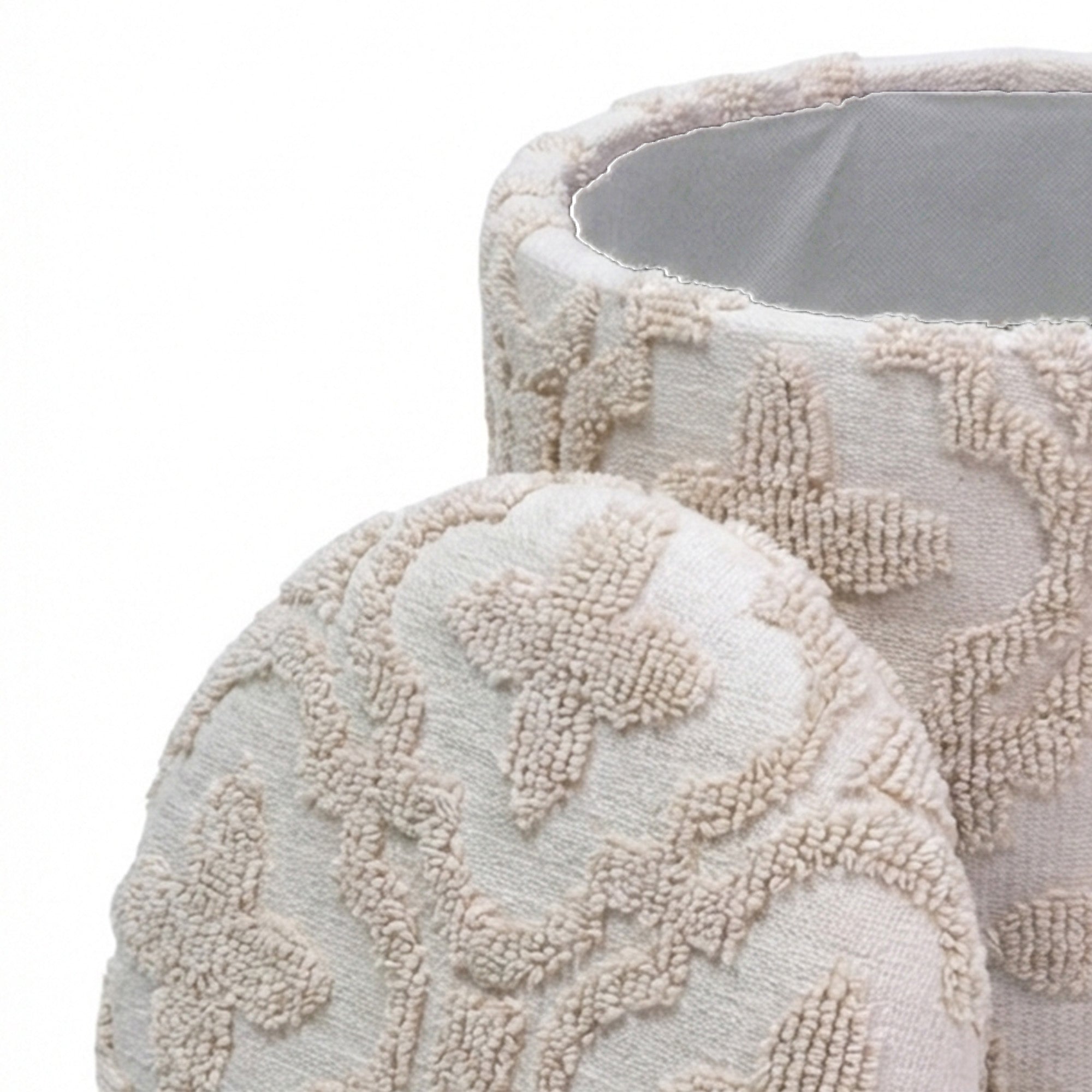 MAGNOLIA-ROUND STORAGE OTTOMAN-IVORY