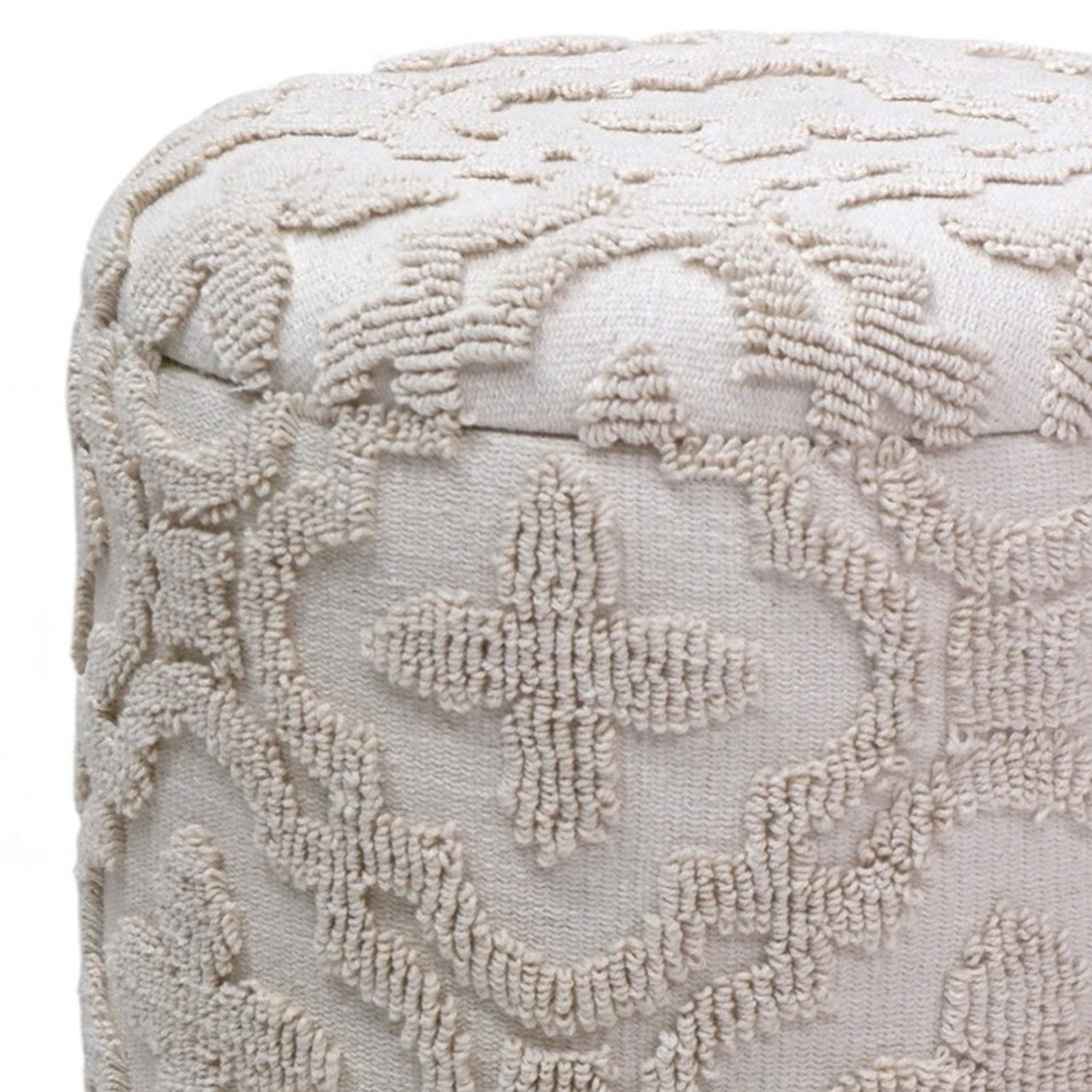 MAGNOLIA-ROUND STORAGE OTTOMAN-IVORY