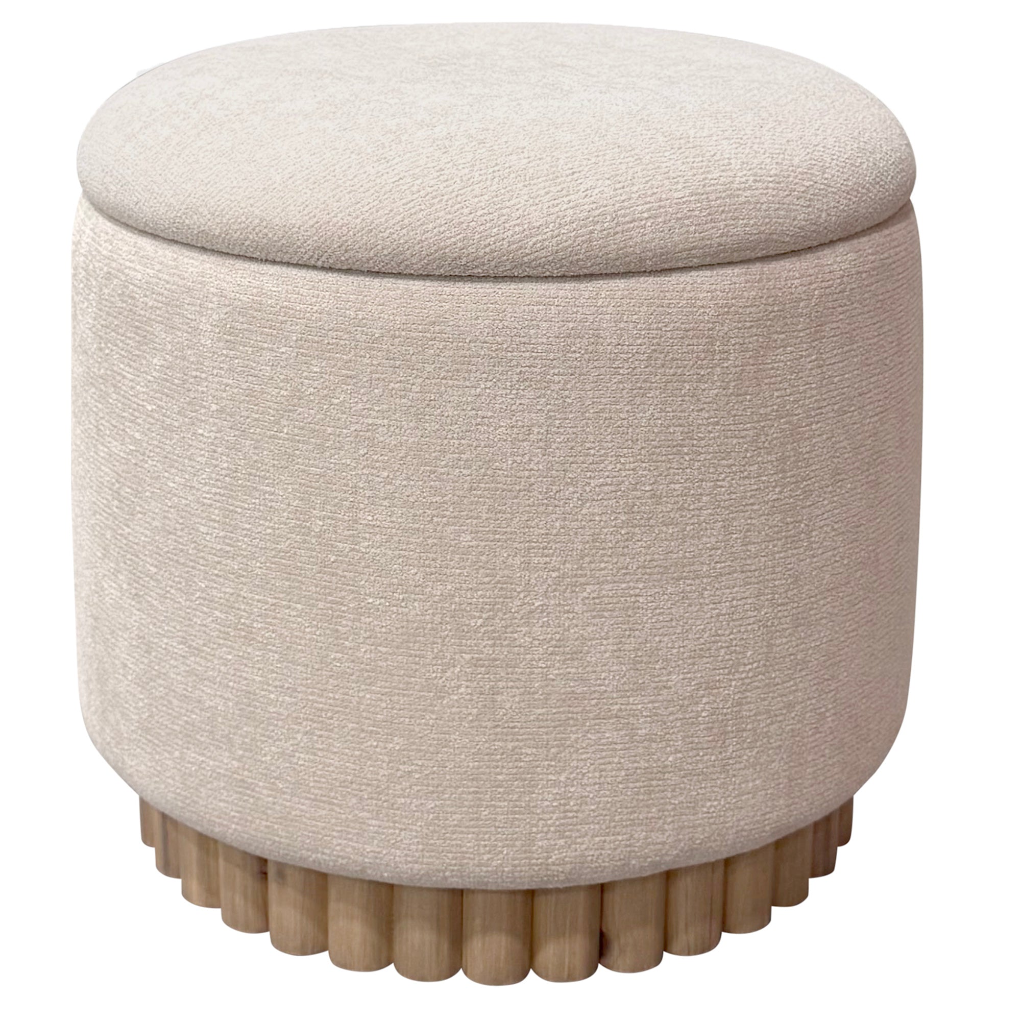 SADIE-ROUND STORAGE OTTOMAN-OAT