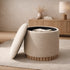 SADIE-ROUND STORAGE OTTOMAN-OAT