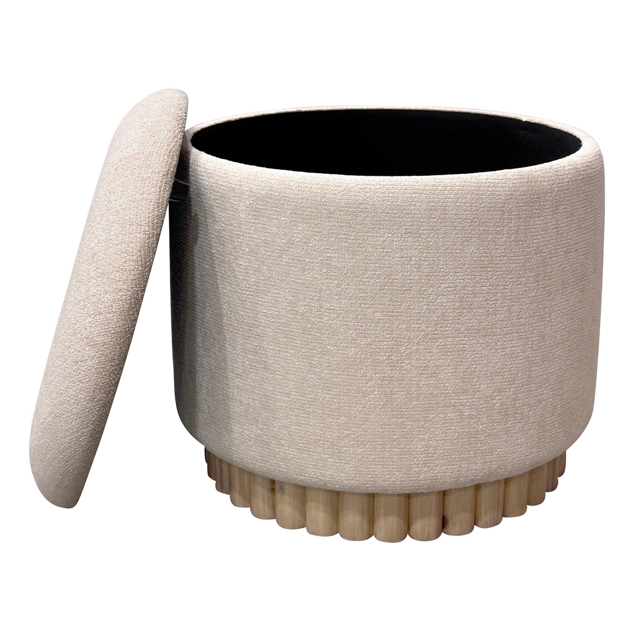 SADIE-ROUND STORAGE OTTOMAN-OAT