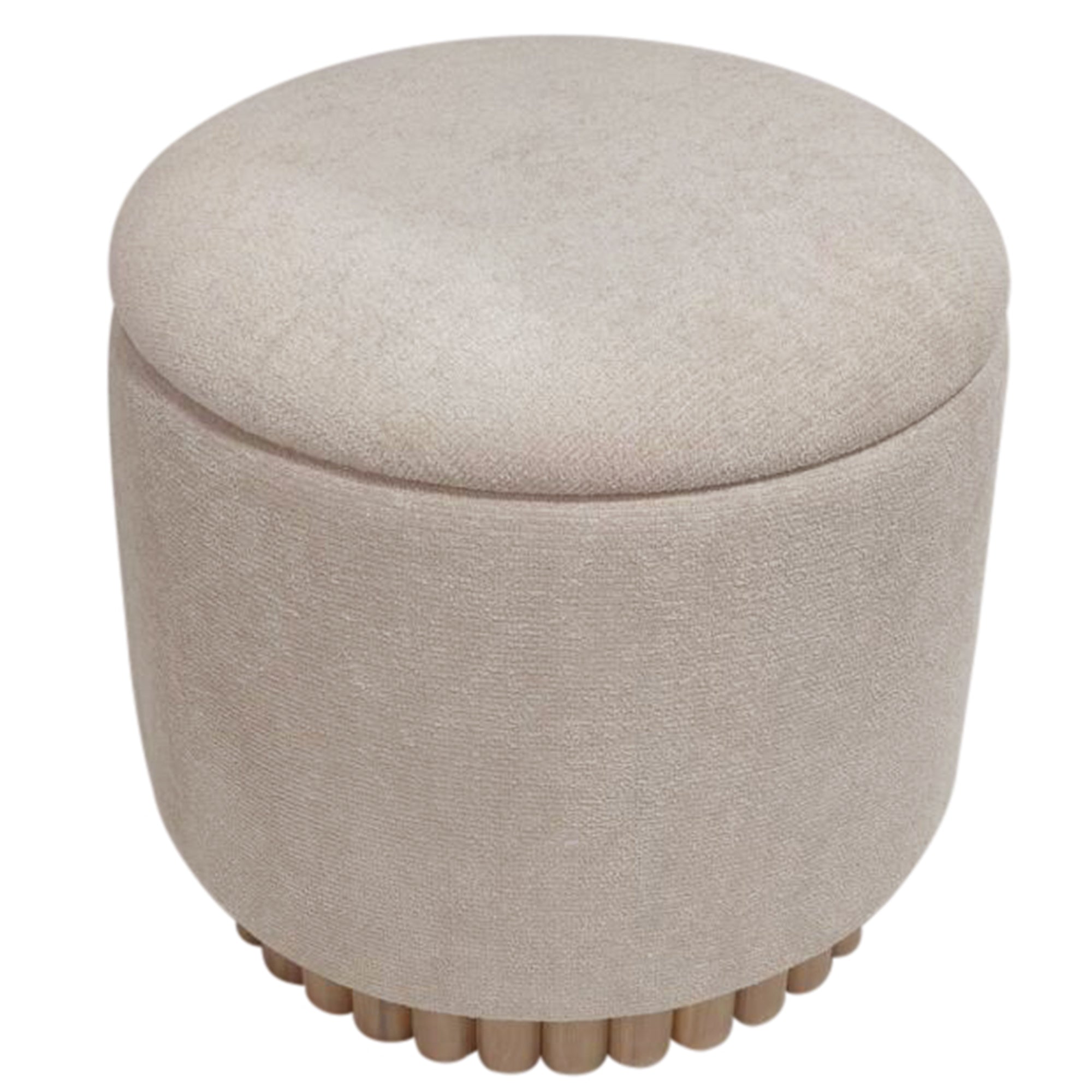 SADIE-ROUND STORAGE OTTOMAN-OAT