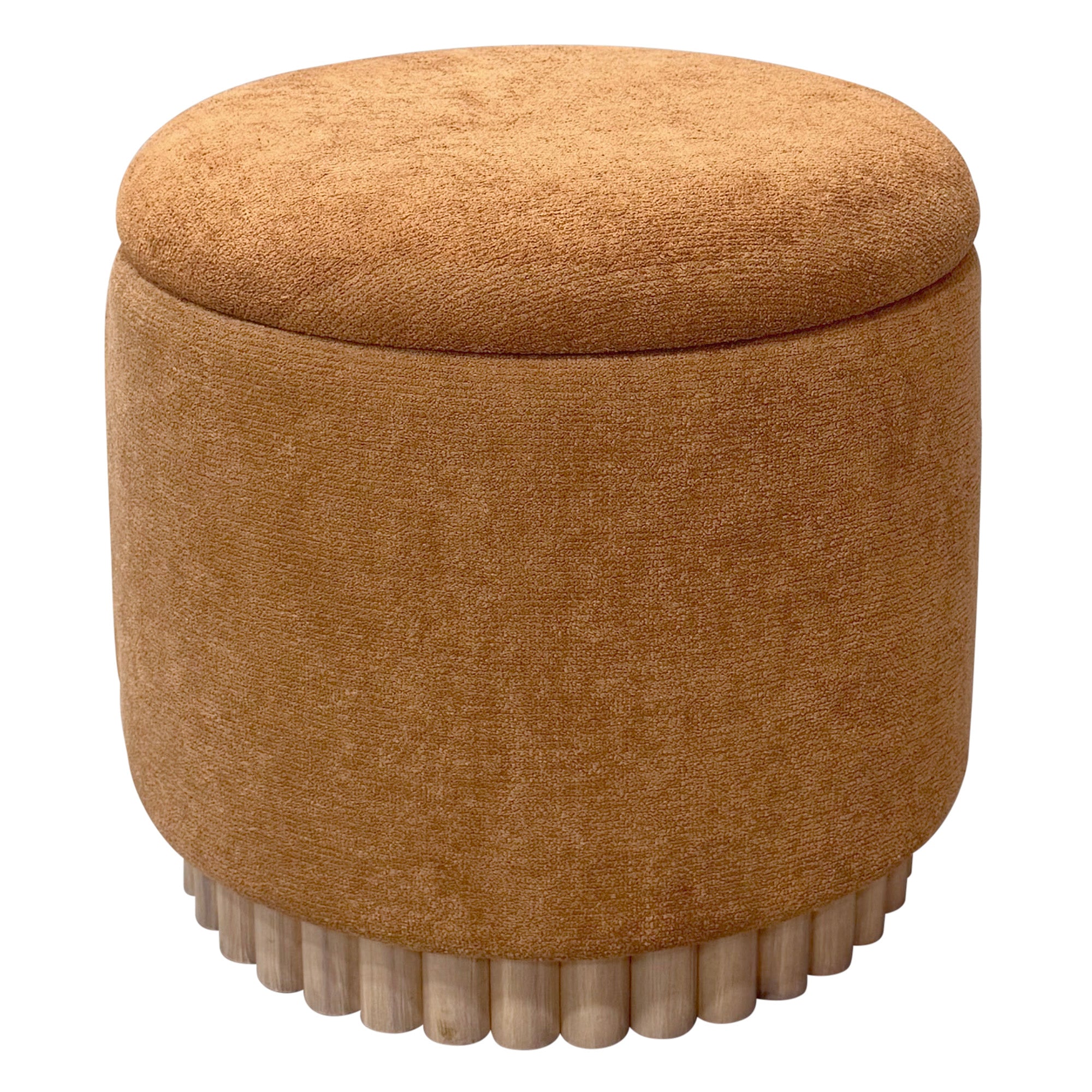 SADIE-ROUND STORAGE OTTOMAN-RUST