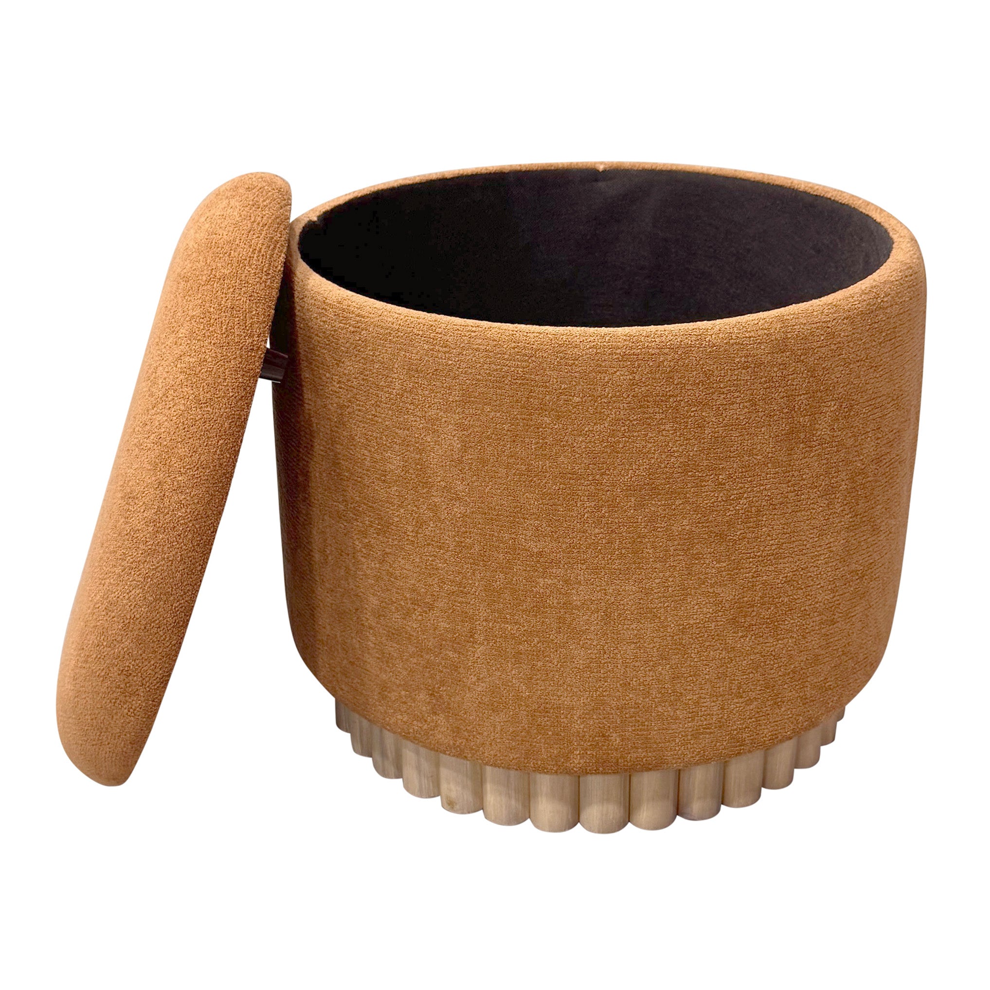 SADIE-ROUND STORAGE OTTOMAN-RUST