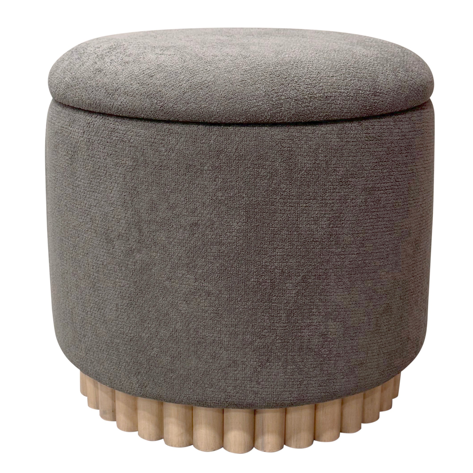 SADIE-RND STORAGE OTTOMAN-WARM CHARCOAL