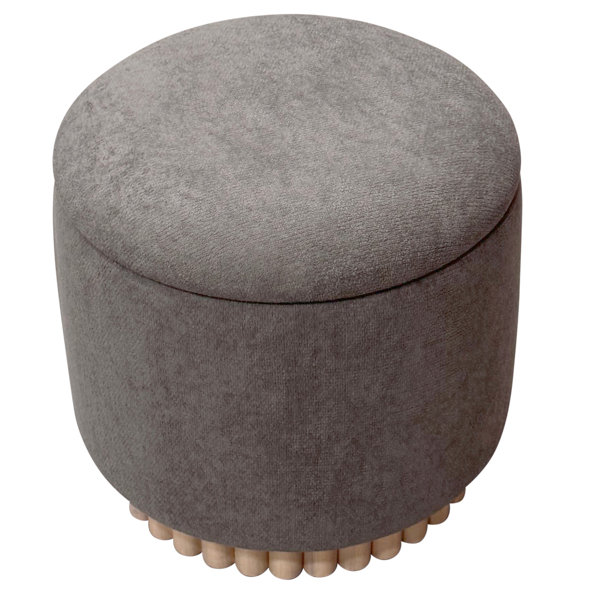 SADIE-RND STORAGE OTTOMAN-WARM CHARCOAL