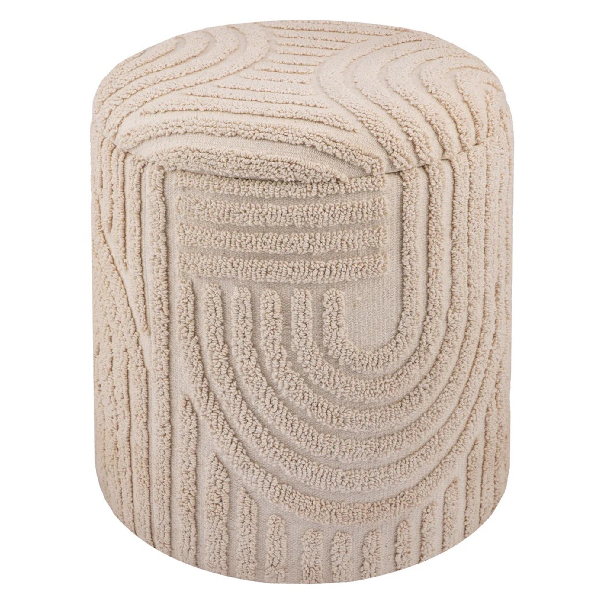 LULLU-ROUND STORAGE OTTOMAN-BEIGE