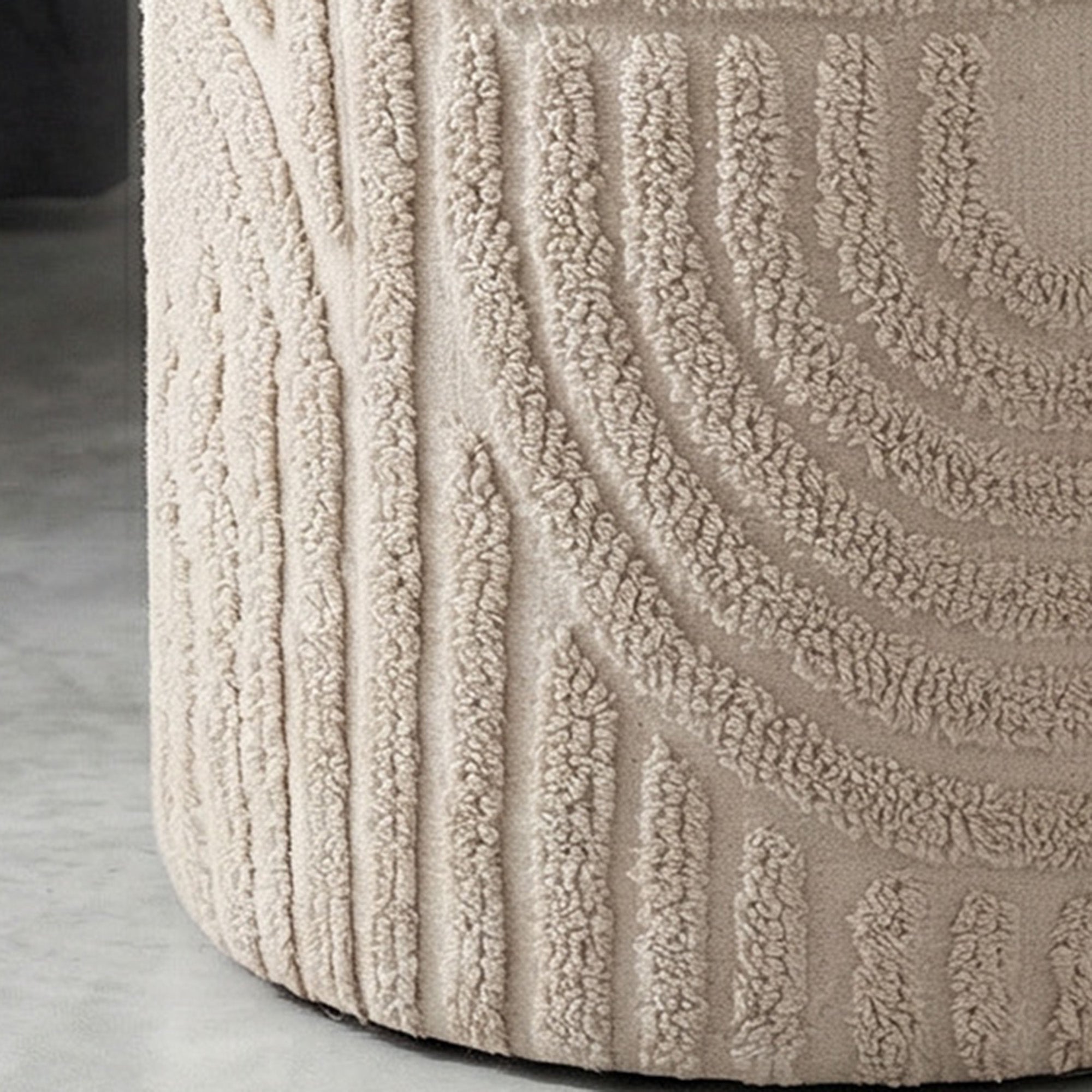 LULLU-ROUND STORAGE OTTOMAN-BEIGE