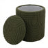 LULLU-ROUND STORAGE OTTOMAN-OLIVE GREEN