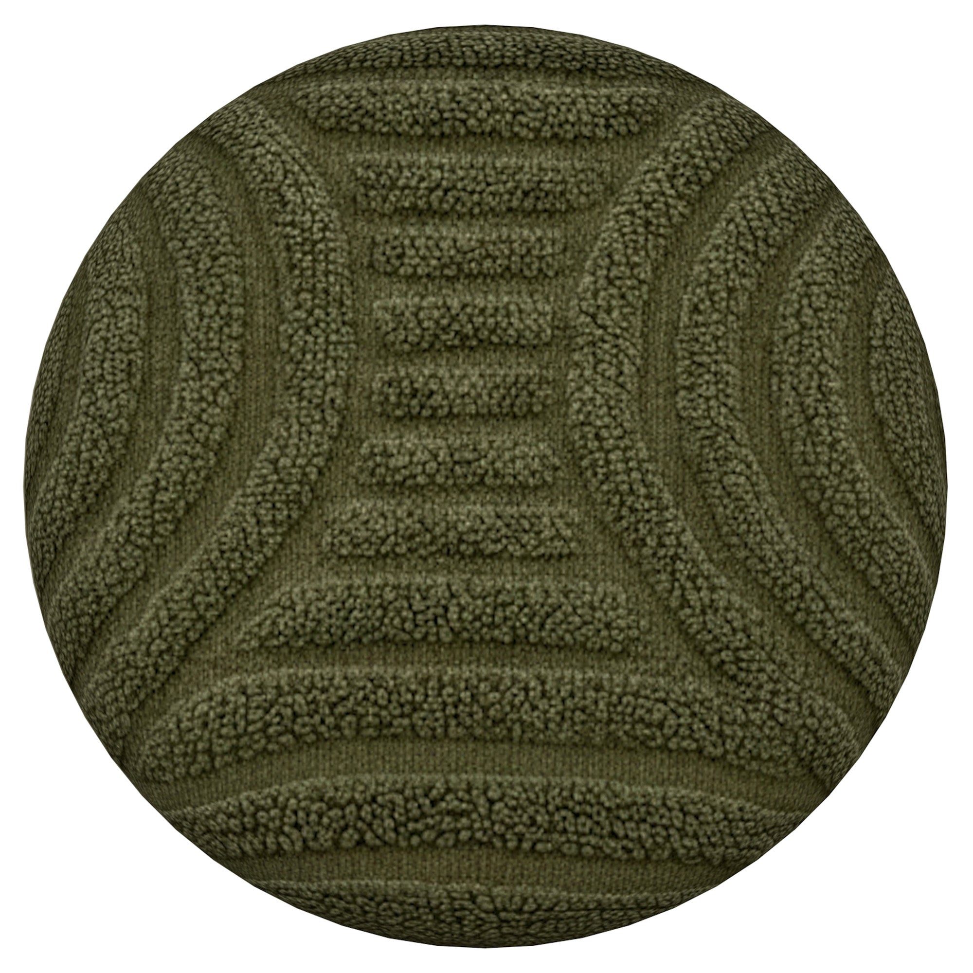 LULLU-ROUND STORAGE OTTOMAN-OLIVE GREEN