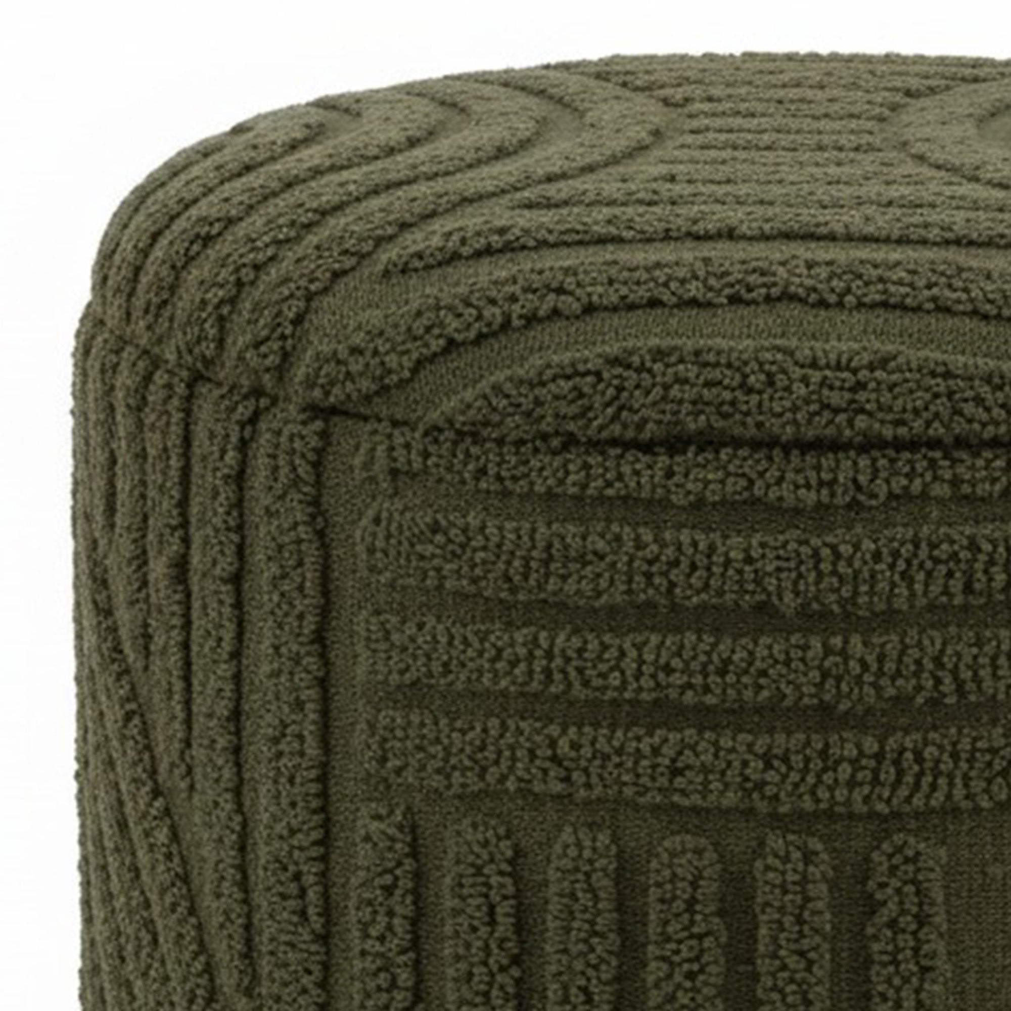 LULLU-ROUND STORAGE OTTOMAN-OLIVE GREEN