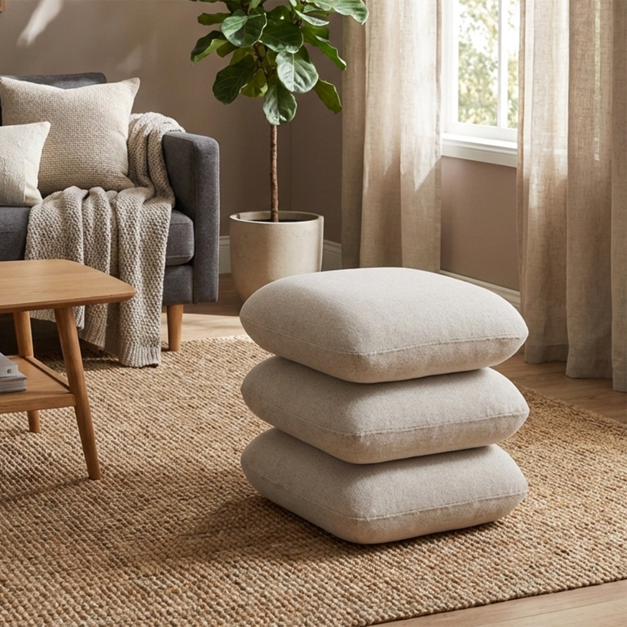 RYLEE-SQUARE OTTOMAN-BEIGE