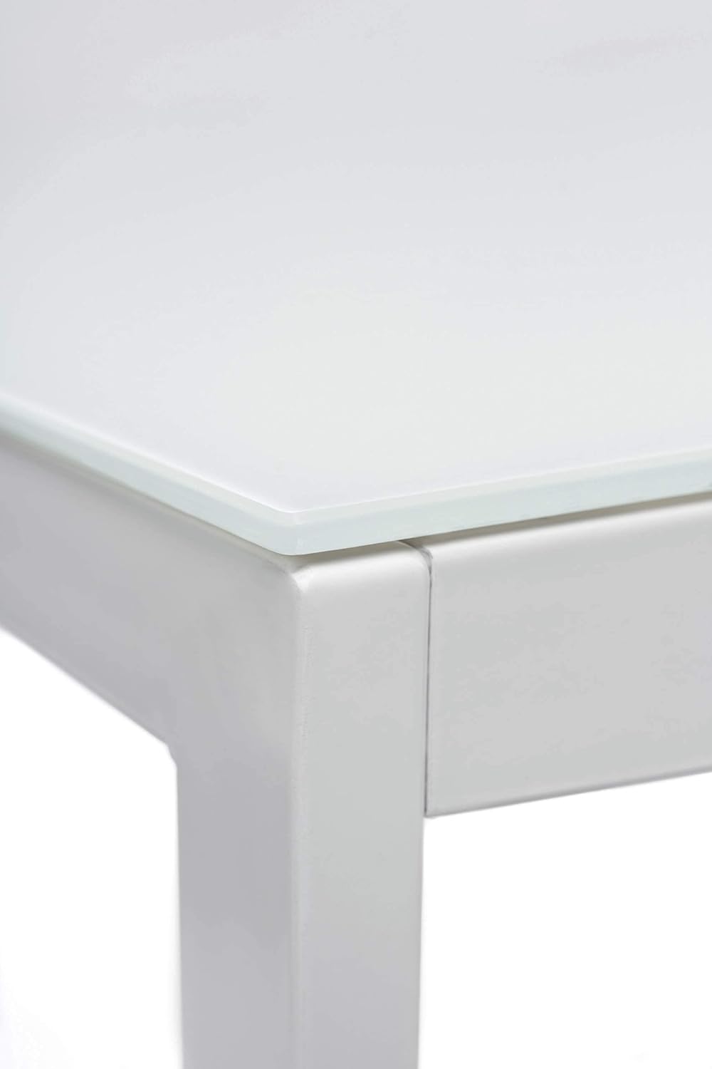 JL 0626WS Dining Set, 3 Pc, 30" x 30" Table, White Glass Top, White Acrilic Chairs, White Metal Frame