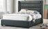 IF-5242 Bed, Dark Grey, Faux Leather, Horizontal Tufted Panels