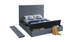 IF-5790 Bed, Grey, Velvet, 3 Storage Benches, Deep Tufting