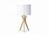 JL TL406 Modern Tripod Lamp, Natural Wood Legs, White Lampshade