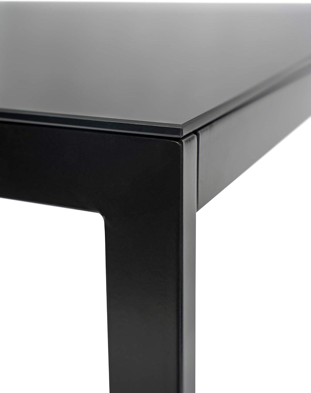 JL  0626BL Dining Table, Black Glass Top, Black Metal Frame, 44" x 30"