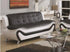 "AUCKLAND" White + Black, Sofa, Love Seat or Chair, Faux Leather, Chrome Legs