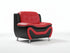 BOL "AUCKLAND" Armchair,  Red+ Black, Faux Leather, Chrome Legs