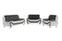 BOL "AUCKLAND" Sofa Set, 3Pc, Black + White, Faux Leather, Chrome Legs
