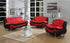 "AUCKLAND" Red+ Black, Sofa, Love Seat or Chair, Faux Leather, Chrome Legs