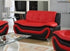 "AUCKLAND" Red+ Black, Sofa, Love Seat or Chair, Faux Leather, Chrome Legs