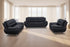 BOL "FELIX Black" Sofa Set, 3Pc, Faux Leather, Chrome Legs