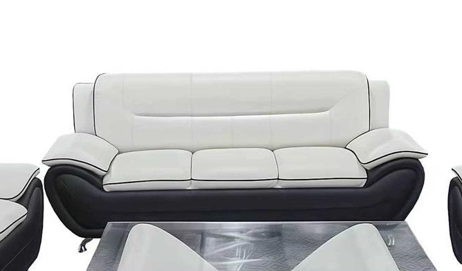 "FELIX" Black + White, Sofa, Love Seat or Chair, Black and White, Faux Leather, Chrome Legs