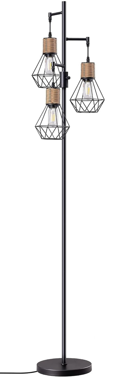 JL 0414 Dimmable Farmhouse Standing Lamp, 3 Bulb Decorative Style